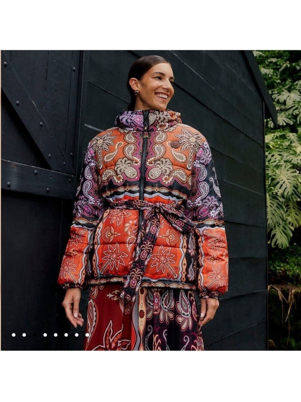 Farm Rio Black Sweet Mermaids Reversible Puffer Jacket